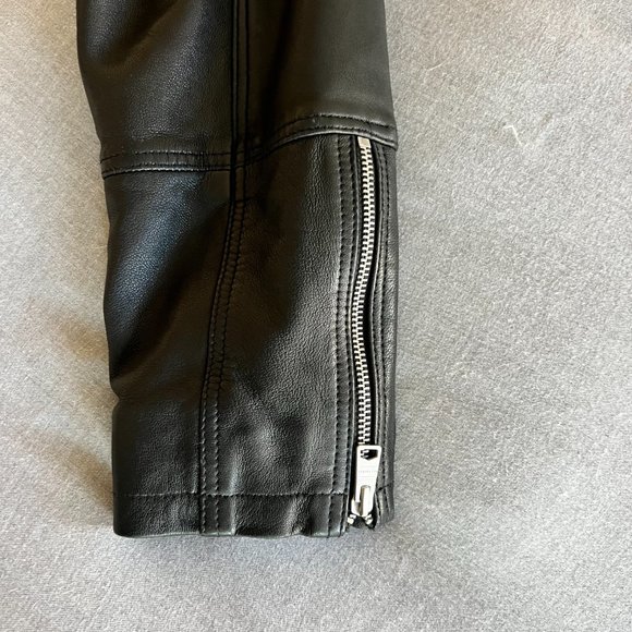 Vintage-Inspired AllSaints Conroy Crinkled Leather Biker Jacket - Picture 11 of 11